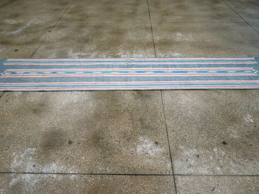 Vintage Indian Flatweave Dhurrie Runner, No.30720 - Staging