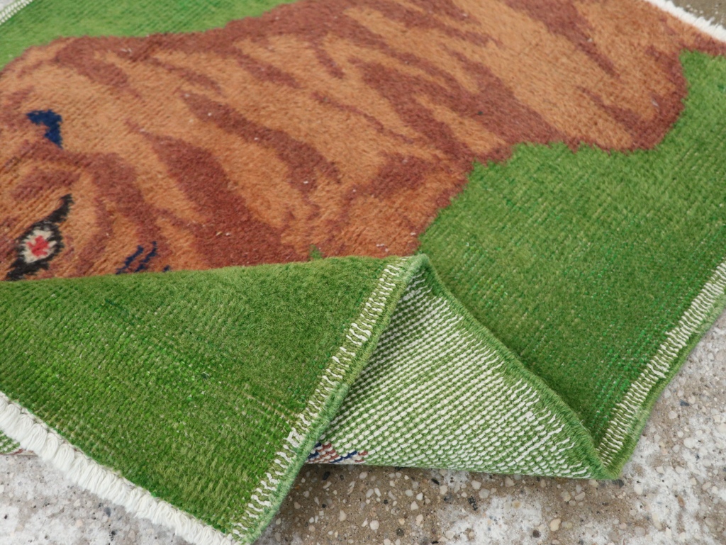 Vintage Turkish Anatolian Pictorial Throw Rug, No.30723 - Staging