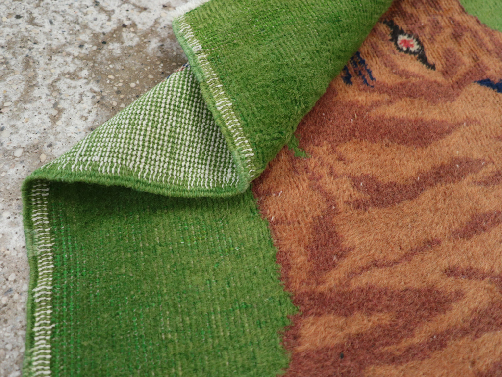 Vintage Turkish Anatolian Pictorial Throw Rug, No.30723 - Staging