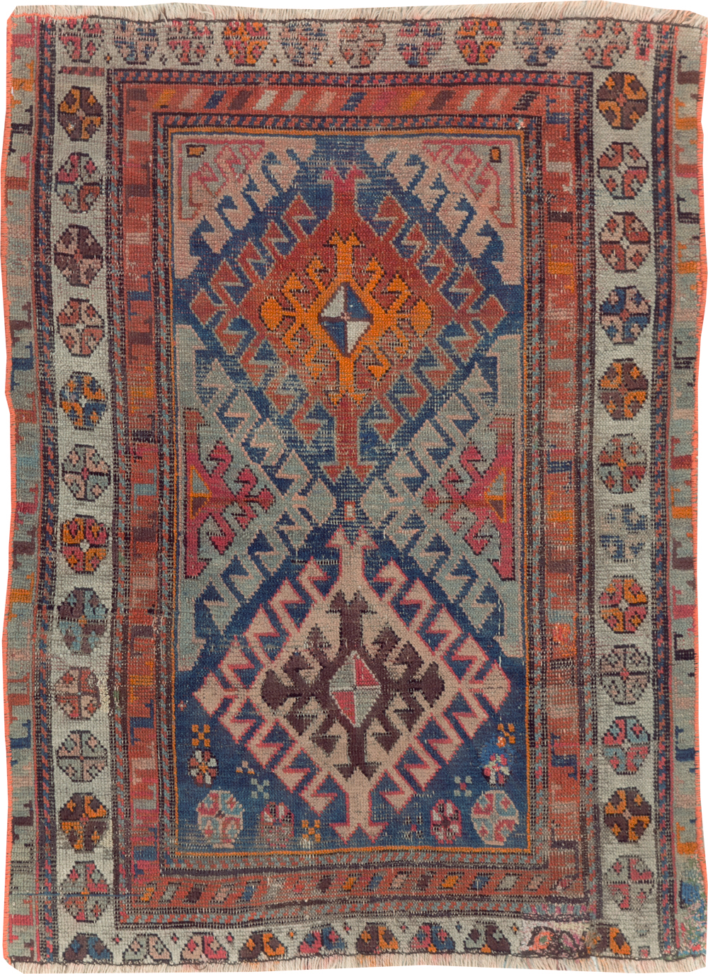 Antique Caucasian Throw Rug, No.30725 - Staging