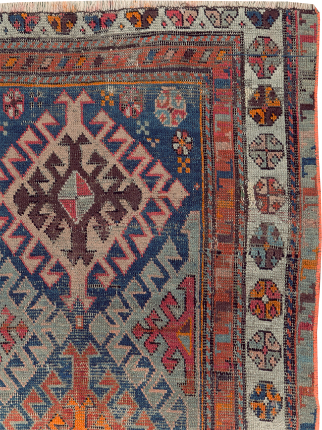 Antique Caucasian Throw Rug, No.30725 - Staging
