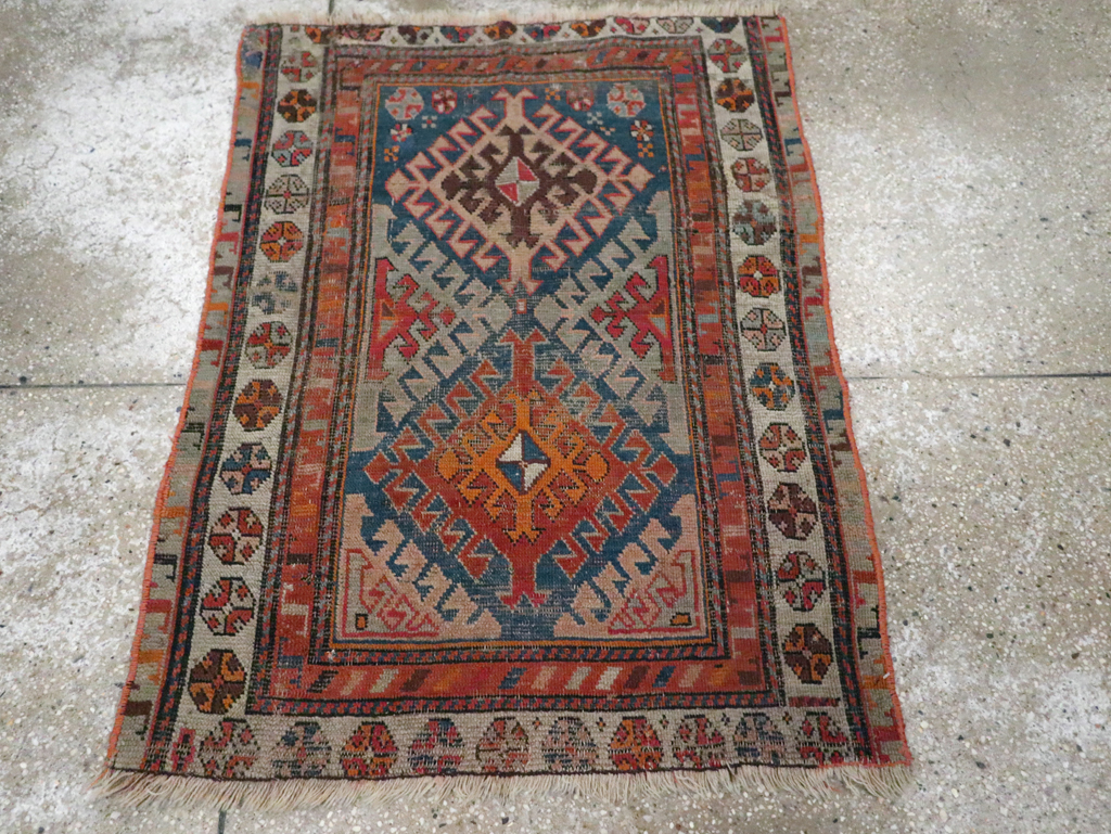 Antique Caucasian Throw Rug, No.30725 - Staging
