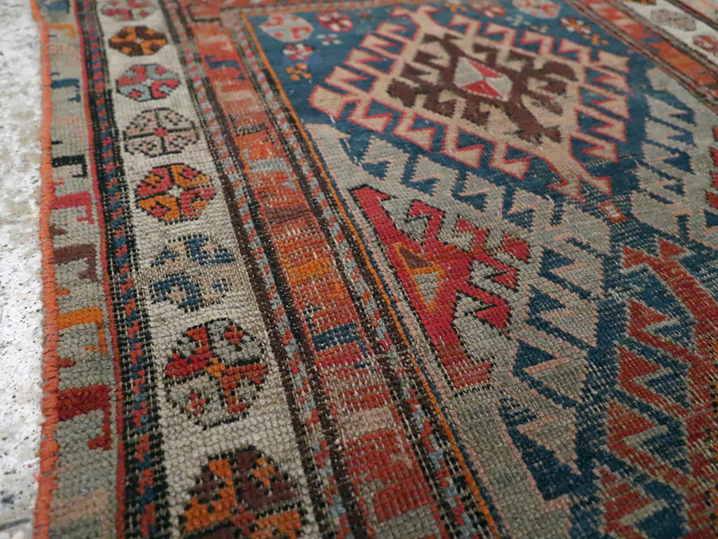 Antique Caucasian Throw Rug, No.30725 - Staging