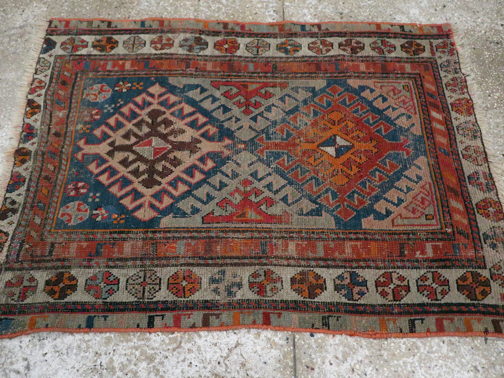 Antique Caucasian Throw Rug, No.30725 - Staging