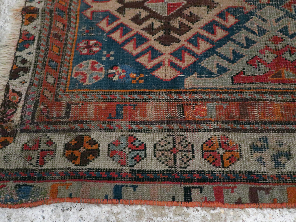 Antique Caucasian Throw Rug, No.30725 - Staging