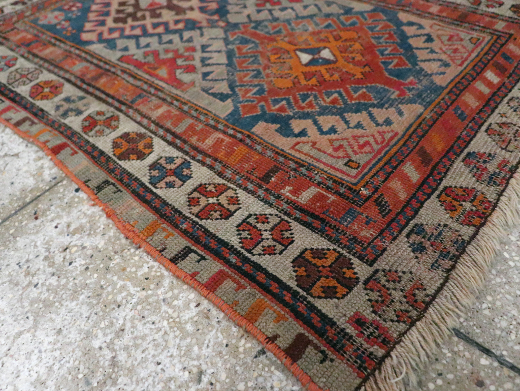 Antique Caucasian Throw Rug, No.30725 - Staging