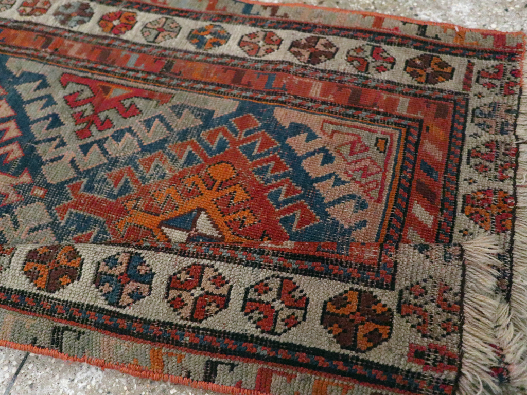 Antique Caucasian Throw Rug, No.30725 - Staging