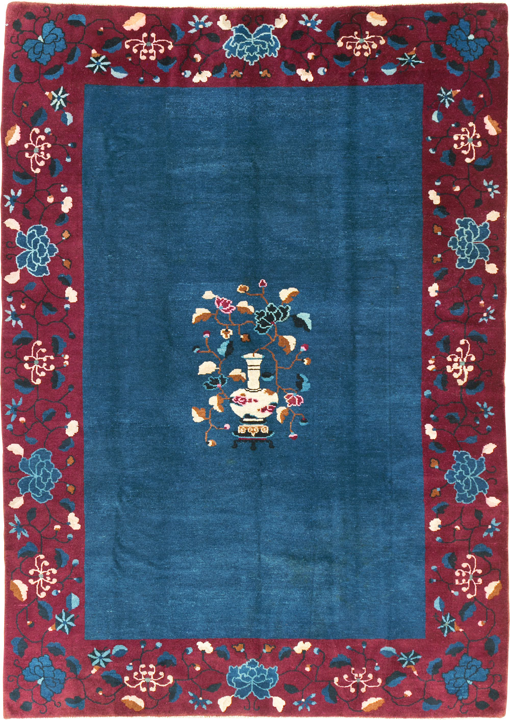 Vintage Chinese Art Deco Accent Carpet, No.30730 - Staging