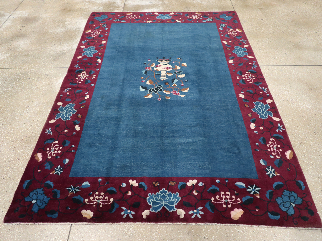Vintage Chinese Art Deco Accent Carpet, No.30730 - Staging