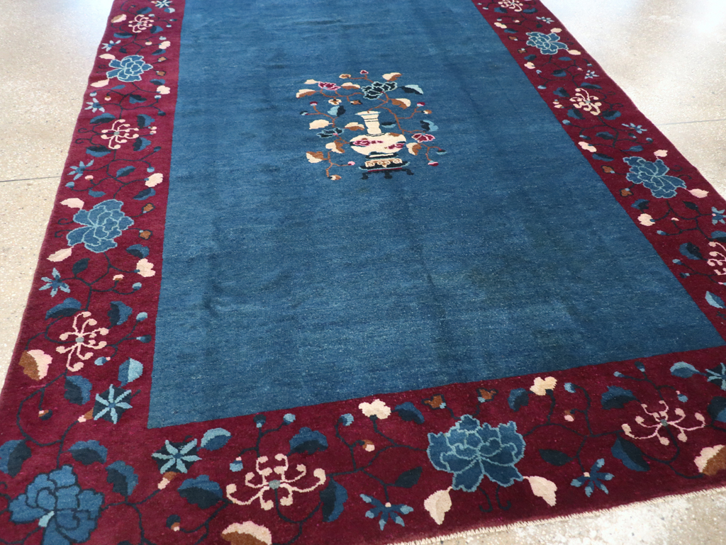 Vintage Chinese Art Deco Accent Carpet, No.30730 - Staging