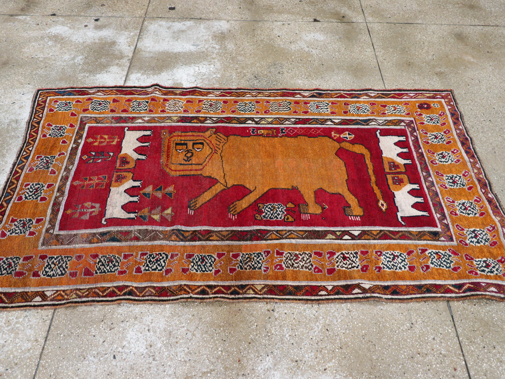 Vintage Persian Pictorial Gabbeh Rug, No.30752 - Staging