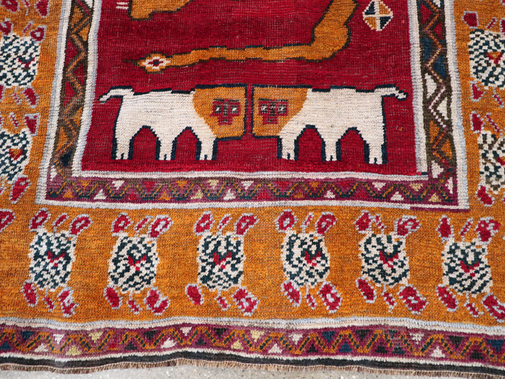 Vintage Persian Pictorial Gabbeh Rug, No.30752 - Staging