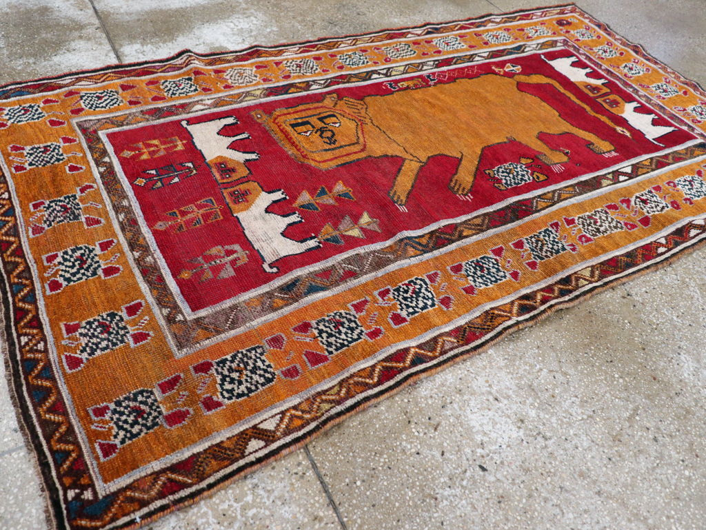 Vintage Persian Pictorial Gabbeh Rug, No.30752 - Staging