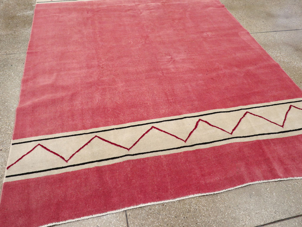 Vintage Turkish Anatolian Art Deco Style Small Room Size Carpet, No.30753 - Staging