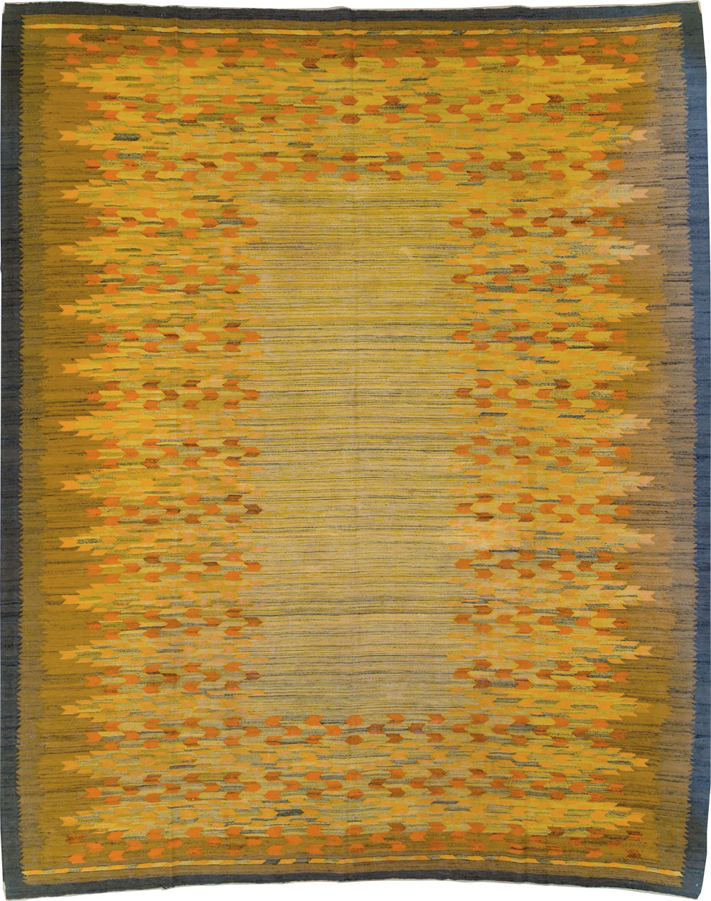 Vintage Swedish Scandinavian Flatweave Kilim Room Size Carpet, No.30754 - Staging