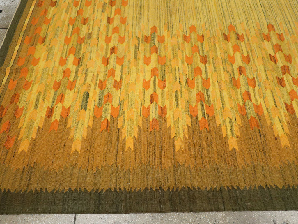 Vintage Swedish Scandinavian Flatweave Kilim Room Size Carpet, No.30754 - Staging