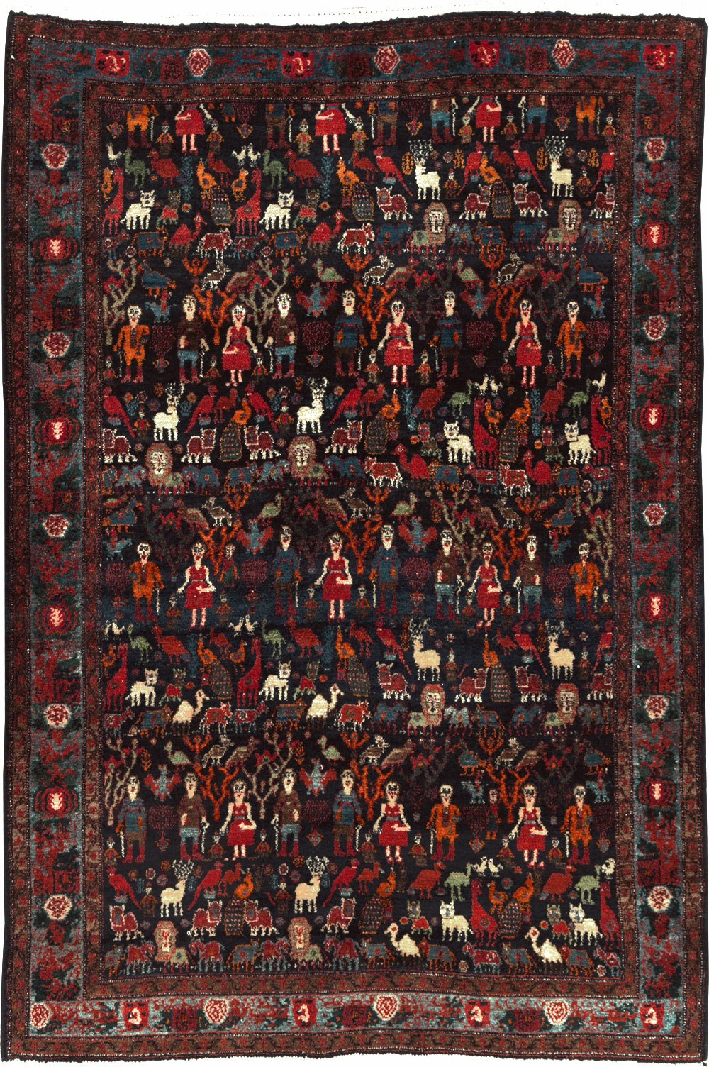 Antique Senneh Malayer Pictorial Rug, No.30770 - Staging