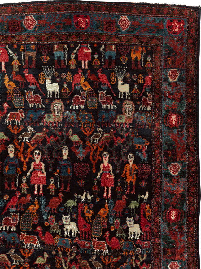 Antique Senneh Malayer Pictorial Rug, No.30770 - Staging