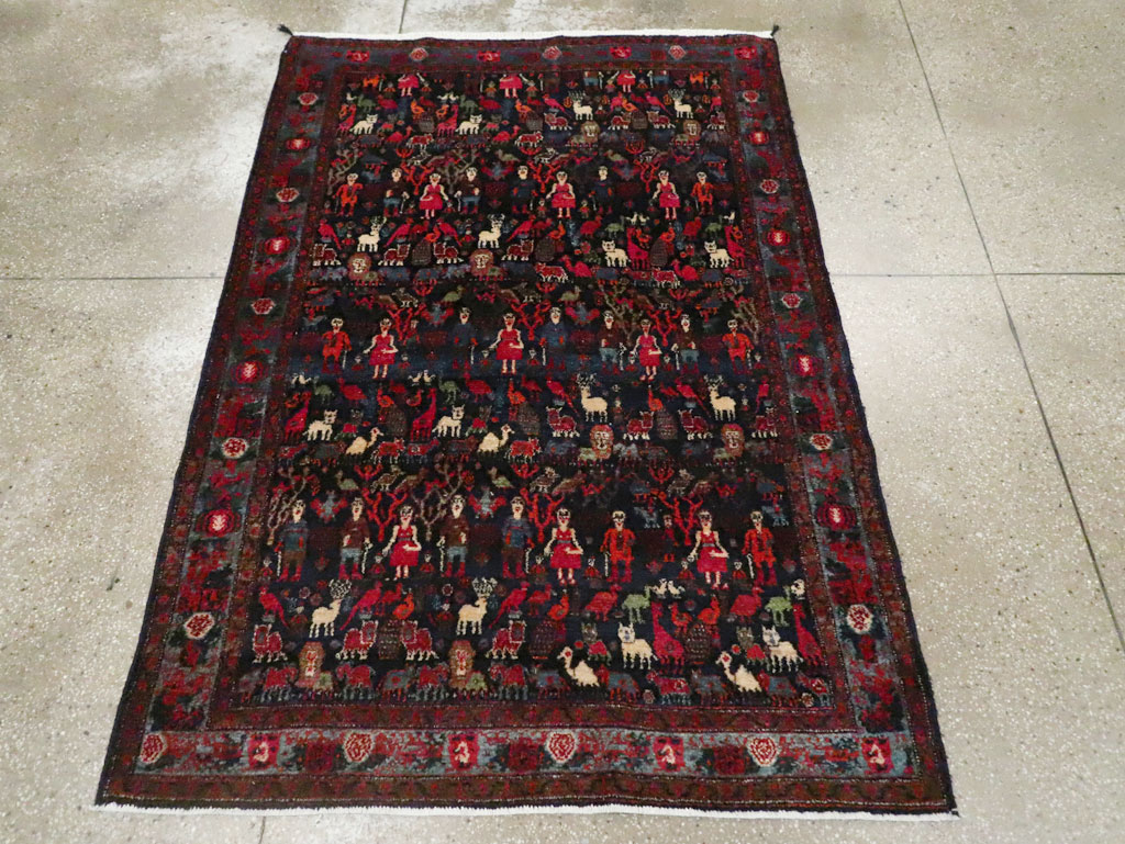 Antique Senneh Malayer Pictorial Rug, No.30770 - Staging