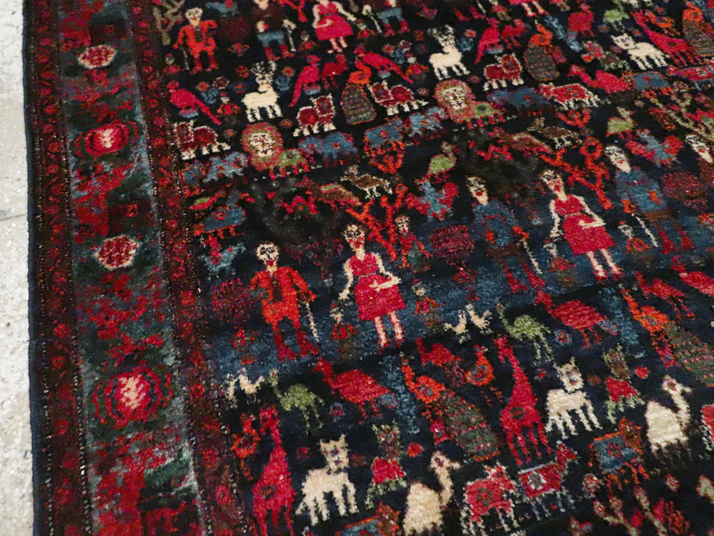 Antique Senneh Malayer Pictorial Rug, No.30770 - Staging