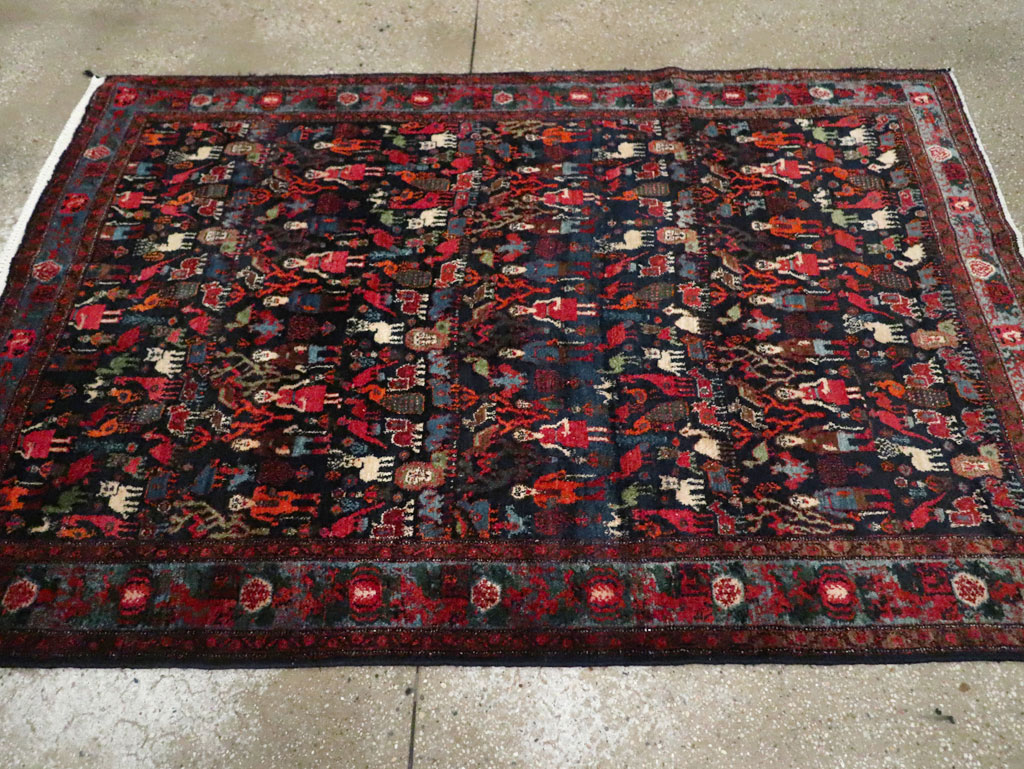 Antique Senneh Malayer Pictorial Rug, No.30770 - Staging