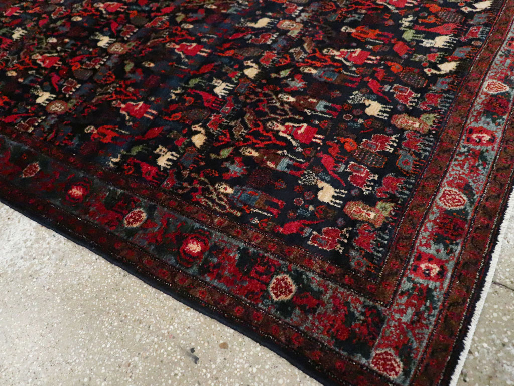 Antique Senneh Malayer Pictorial Rug, No.30770 - Staging