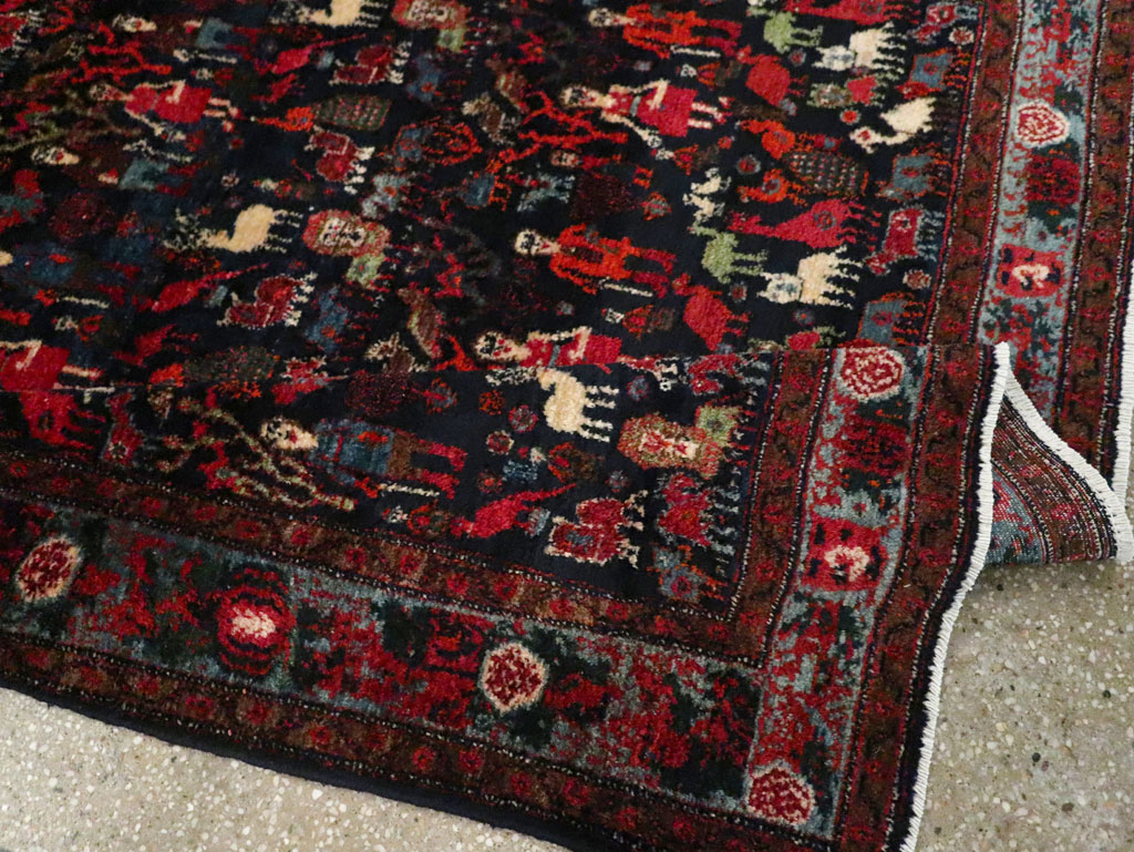 Antique Senneh Malayer Pictorial Rug, No.30770 - Staging