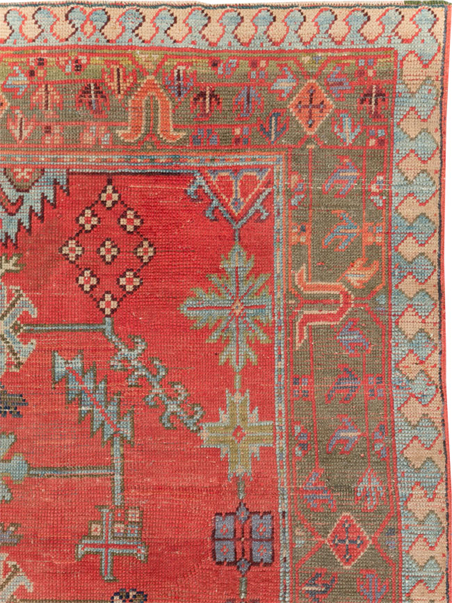 Antique Turkish Oushak Square Accent Carpet, No.30780 - Staging