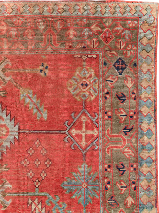 Antique Turkish Oushak Square Accent Carpet, No.30780 - Staging