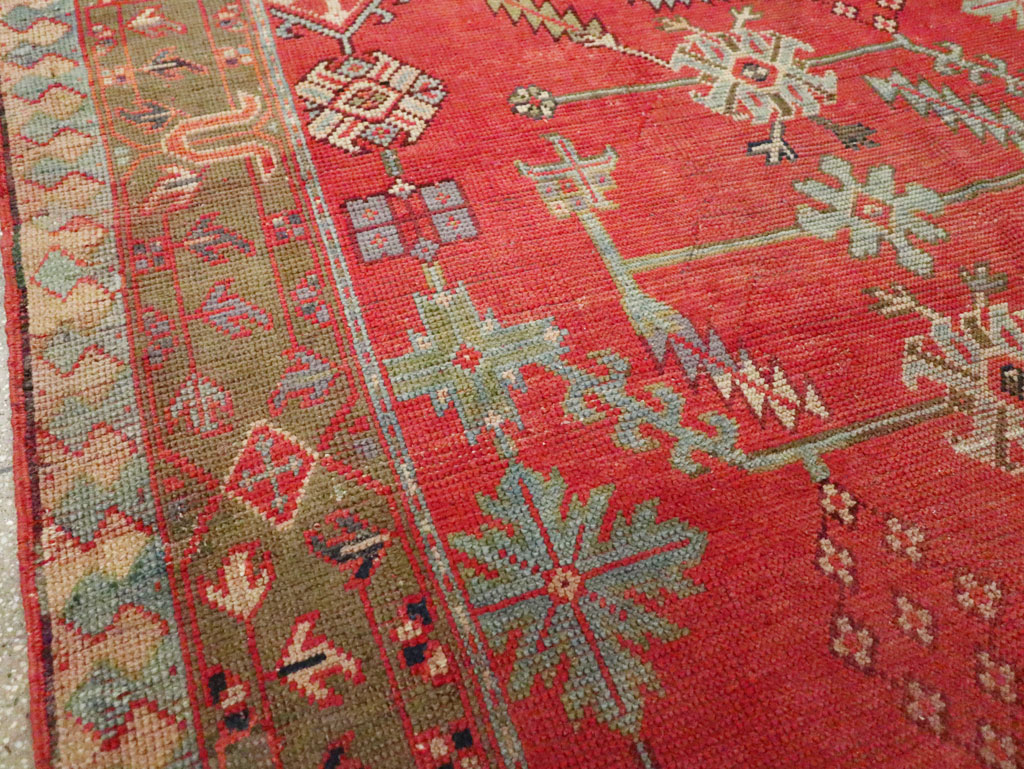 Antique Turkish Oushak Square Accent Carpet, No.30780 - Staging