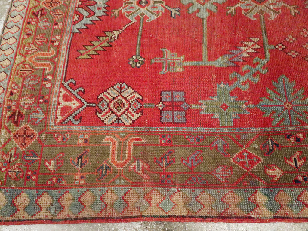 Antique Turkish Oushak Square Accent Carpet, No.30780 - Staging