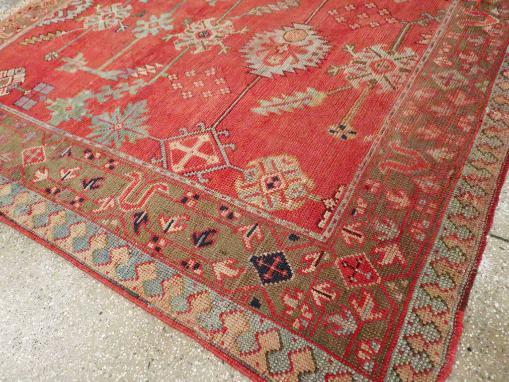 Antique Turkish Oushak Square Accent Carpet, No.30780 - Staging