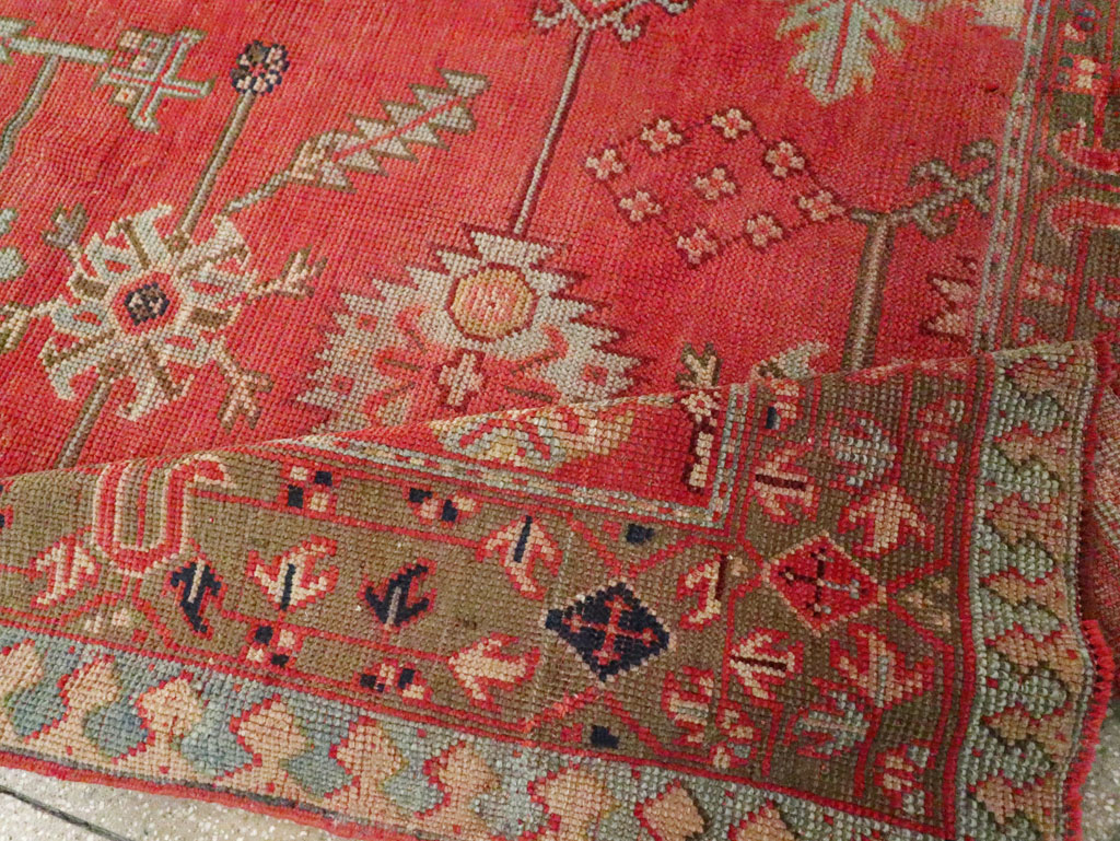 Antique Turkish Oushak Square Accent Carpet, No.30780 - Staging
