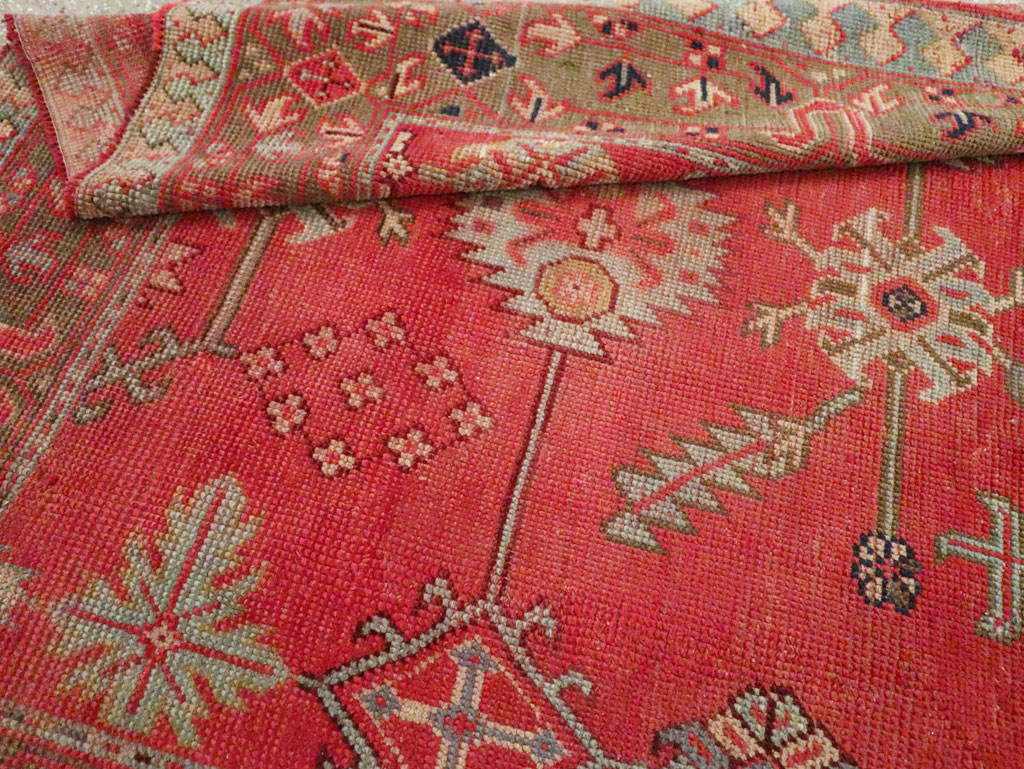 Antique Turkish Oushak Square Accent Carpet, No.30780 - Staging