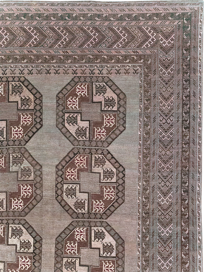 Vintage Central Asian Turkoman Oversize Carpet, No.30781 - Staging