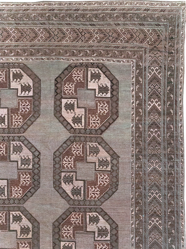 Vintage Central Asian Turkoman Oversize Carpet, No.30781 - Staging