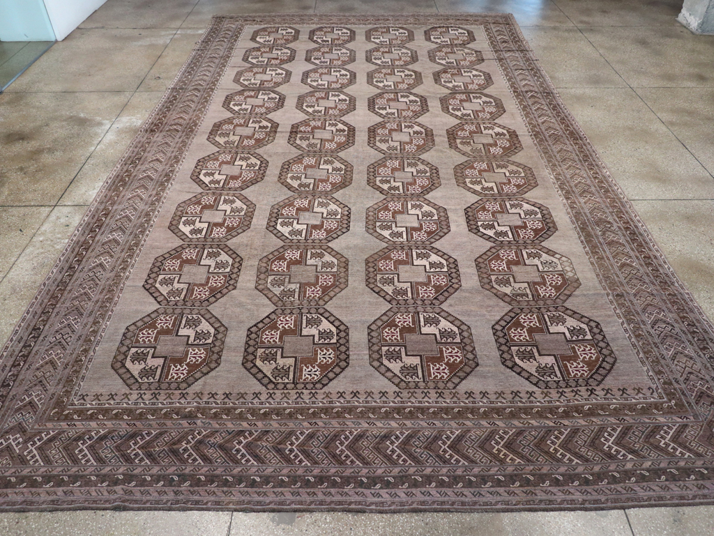 Vintage Central Asian Turkoman Oversize Carpet, No.30781 - Staging