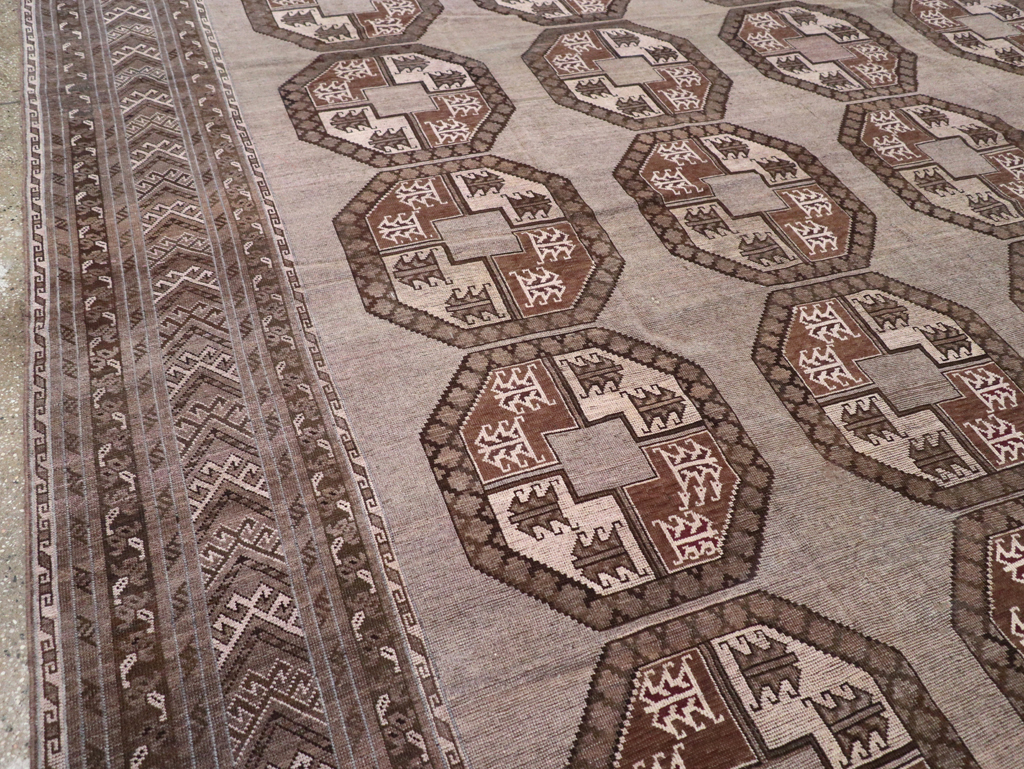 Vintage Central Asian Turkoman Oversize Carpet, No.30781 - Staging