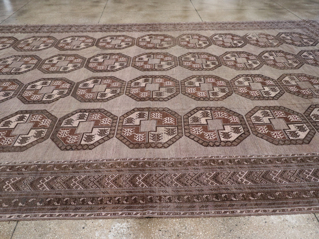 Vintage Central Asian Turkoman Oversize Carpet, No.30781 - Staging