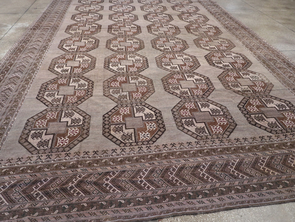 Vintage Central Asian Turkoman Oversize Carpet, No.30781 - Staging