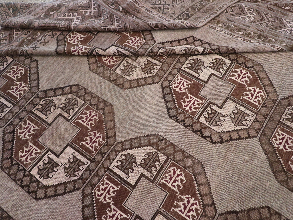 Vintage Central Asian Turkoman Oversize Carpet, No.30781 - Staging