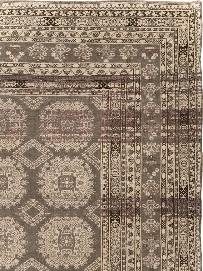Vintage Central Asian Tribal Turkoman Room Size Carpet, No.30782 - Staging