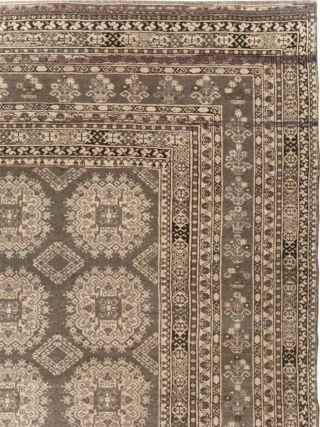 Vintage Central Asian Tribal Turkoman Room Size Carpet, No.30782 - Staging