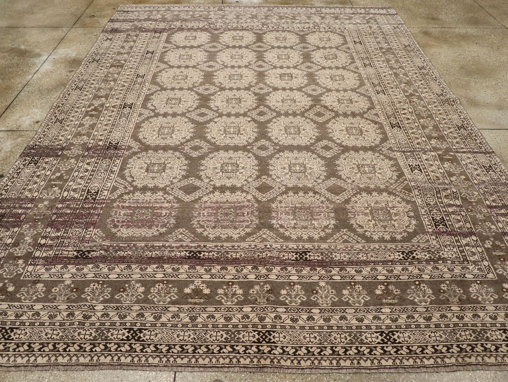 Vintage Central Asian Tribal Turkoman Room Size Carpet, No.30782 - Staging