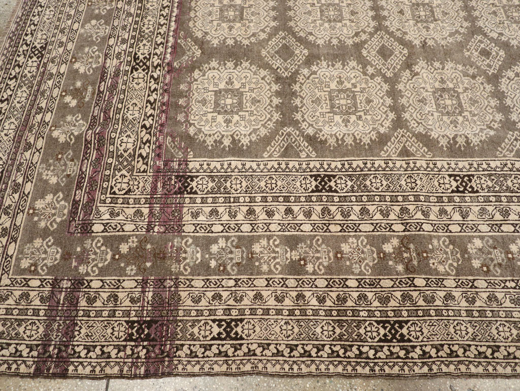 Vintage Central Asian Tribal Turkoman Room Size Carpet, No.30782 - Staging
