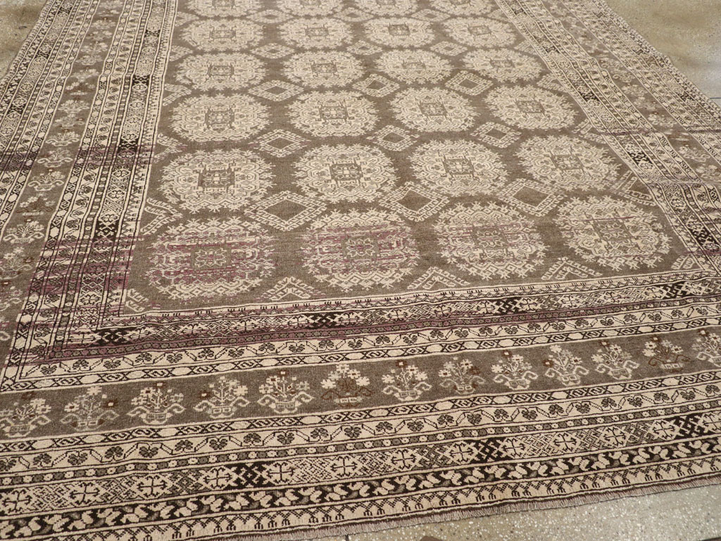 Vintage Central Asian Tribal Turkoman Room Size Carpet, No.30782 - Staging