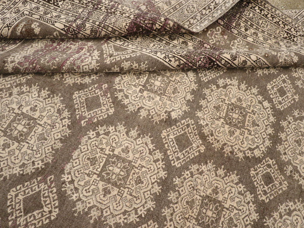 Vintage Central Asian Tribal Turkoman Room Size Carpet, No.30782 - Staging