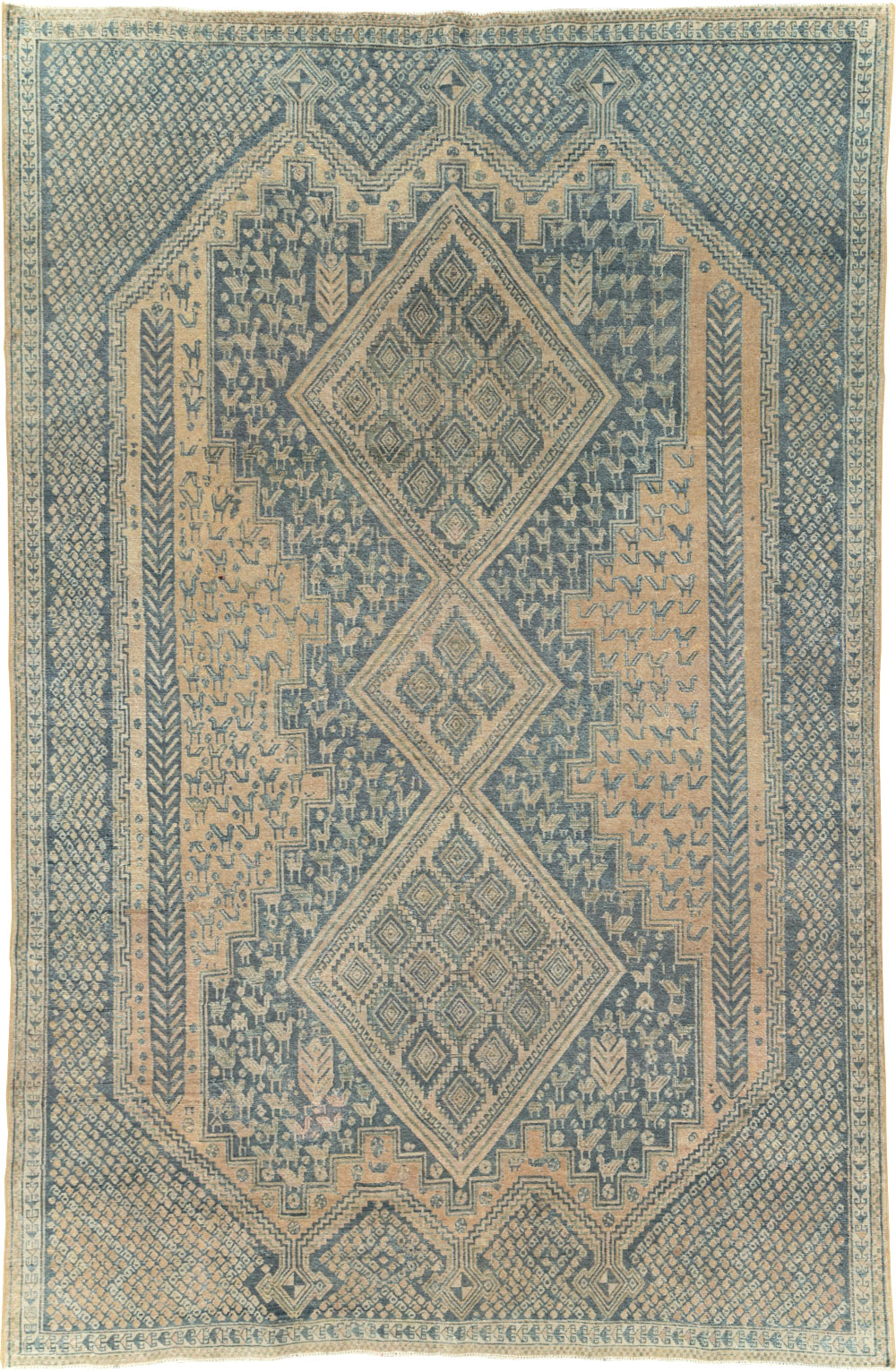 Vintage Persian Afshar Tribal Accent Carpet, No.30784 - Staging