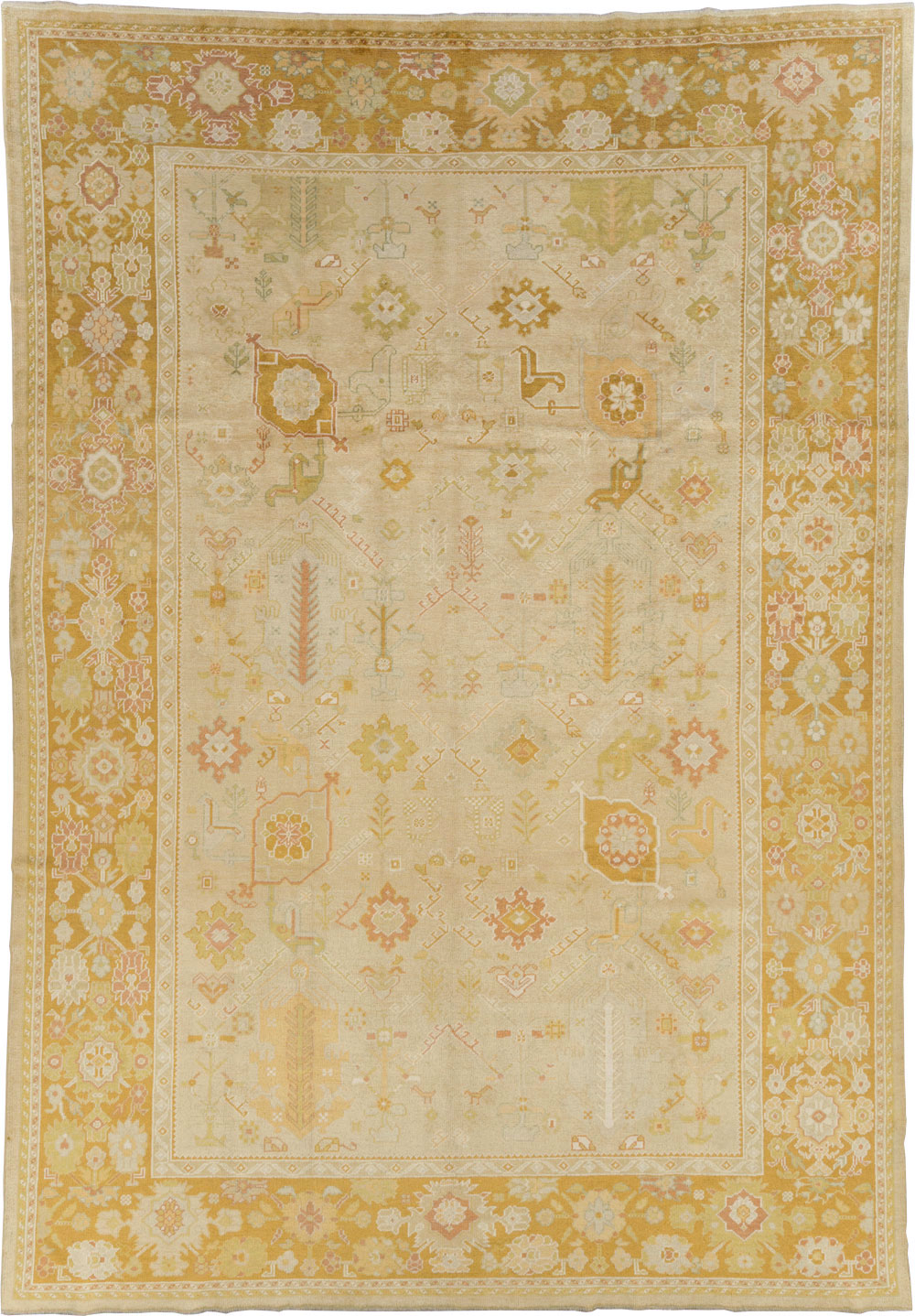 Modern Turkish Oushak Room Size Carpet, No.30791 - Staging