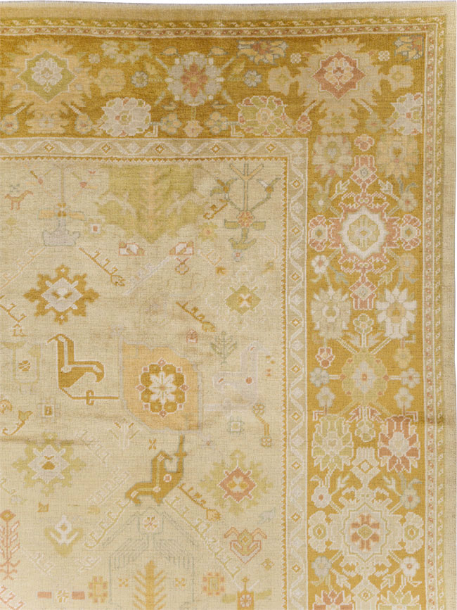 Modern Turkish Oushak Room Size Carpet, No.30791 - Staging